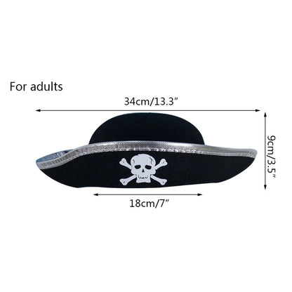Black Red Pirate Captain Hat