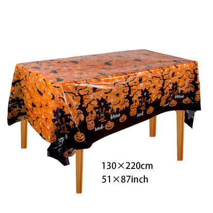 Halloween Plastic Tablecloth with Haunted House