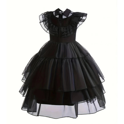 Girls Gothic Wednesday Addams Party Dress
